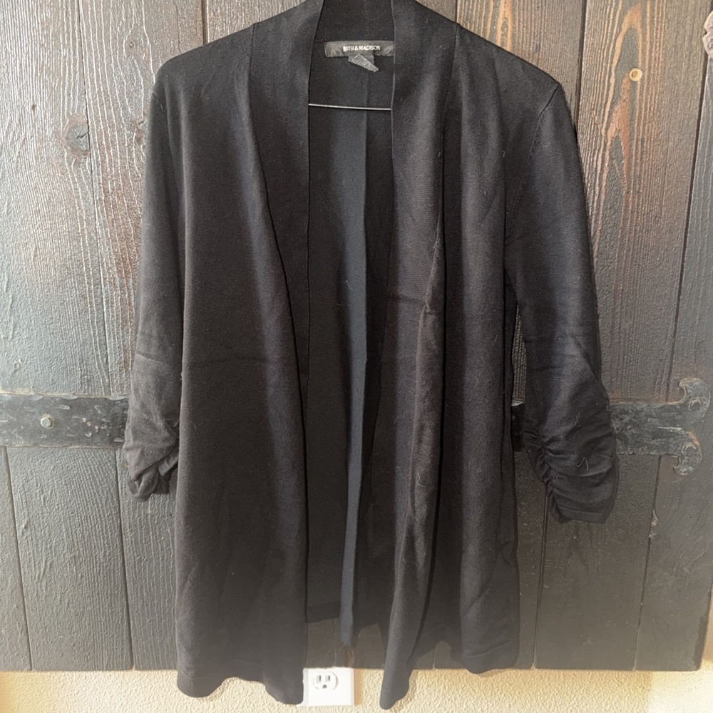 89th and madison cardigan Women's Size PS Black Open Front Lightweight V5